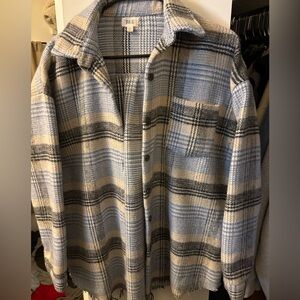 BKE Blue and Cream Plaid Shirt